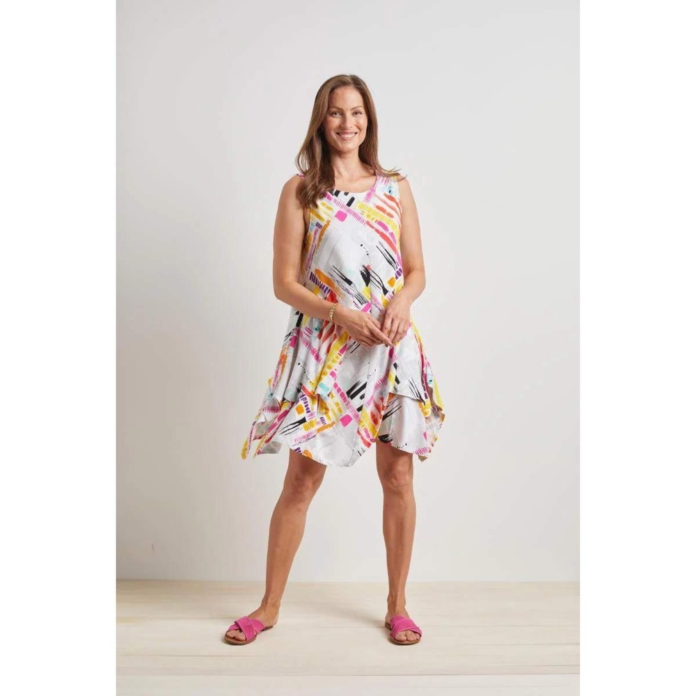 Habitat Dress Sleeveless Abstract Print Wearable Art Asymmetrical Pickups Medium
